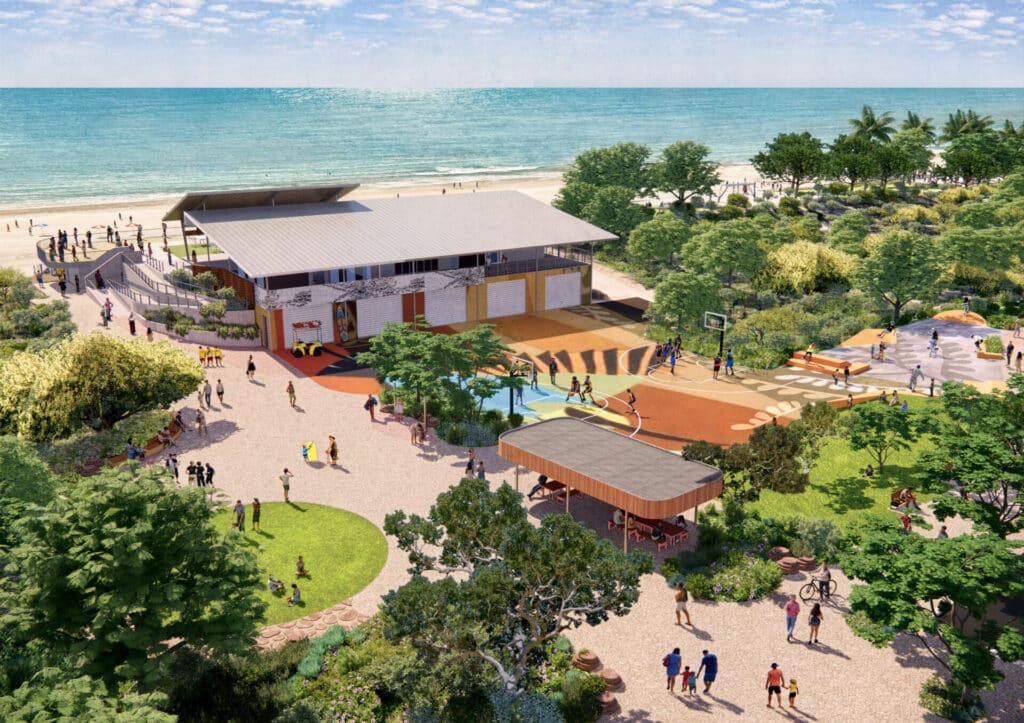 Render of Stage 1 works behind Broome Surf Club